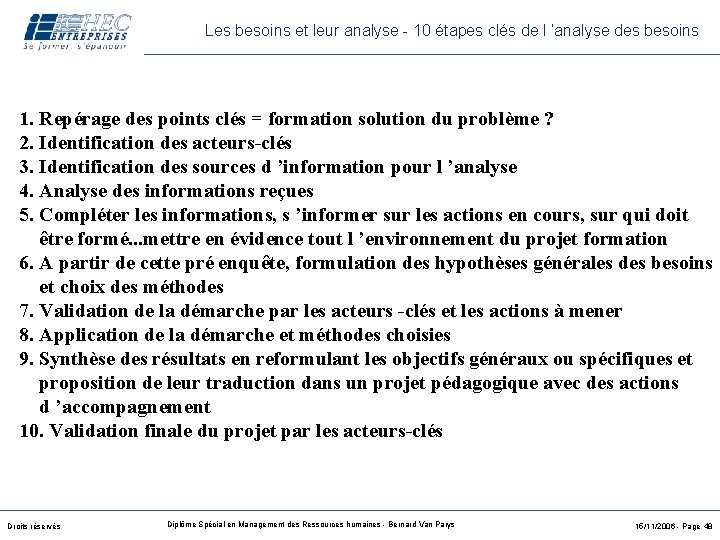 Les besoins et leur analyse - 10 étapes clés de l ’analyse des besoins