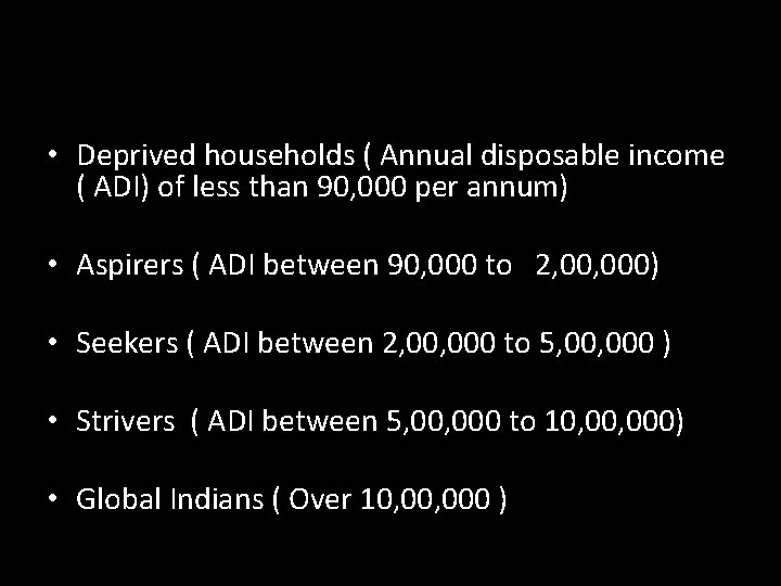  • Deprived households ( Annual disposable income ( ADI) of less than 90,