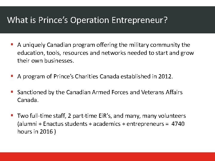 What is Prince’s Operation Entrepreneur? A uniquely Canadian program offering the military community the