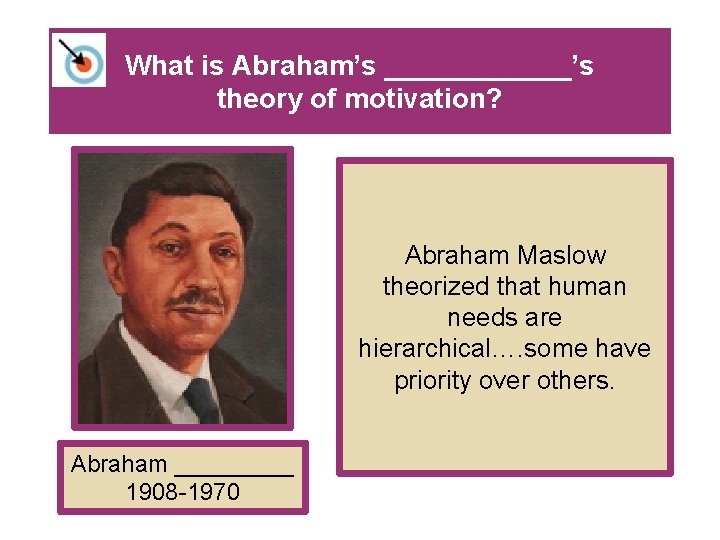 What is Abraham’s ______’s theory of motivation? Abraham Maslow theorized that human needs are