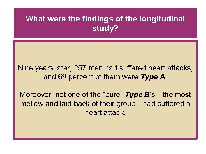 What were the findings of the longitudinal study? Nine years later, 257 men had