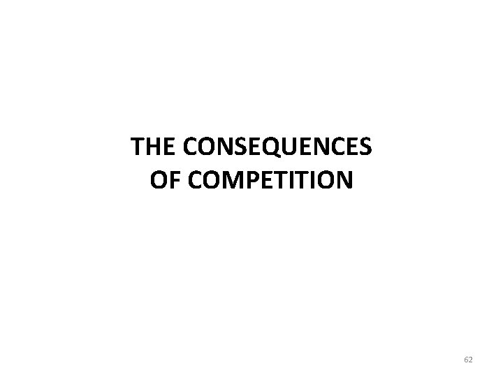 THE CONSEQUENCES OF COMPETITION 62 