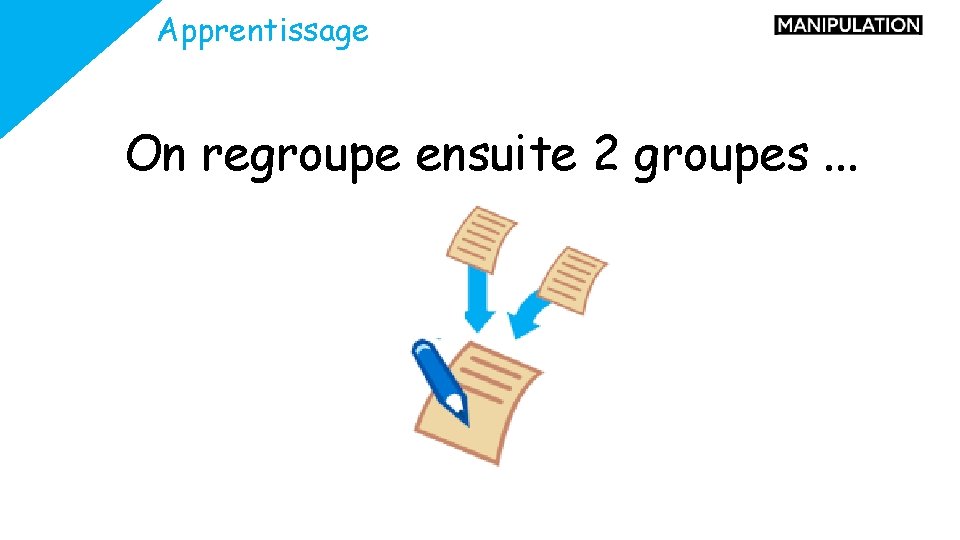 Apprentissage On regroupe ensuite 2 groupes. . . 