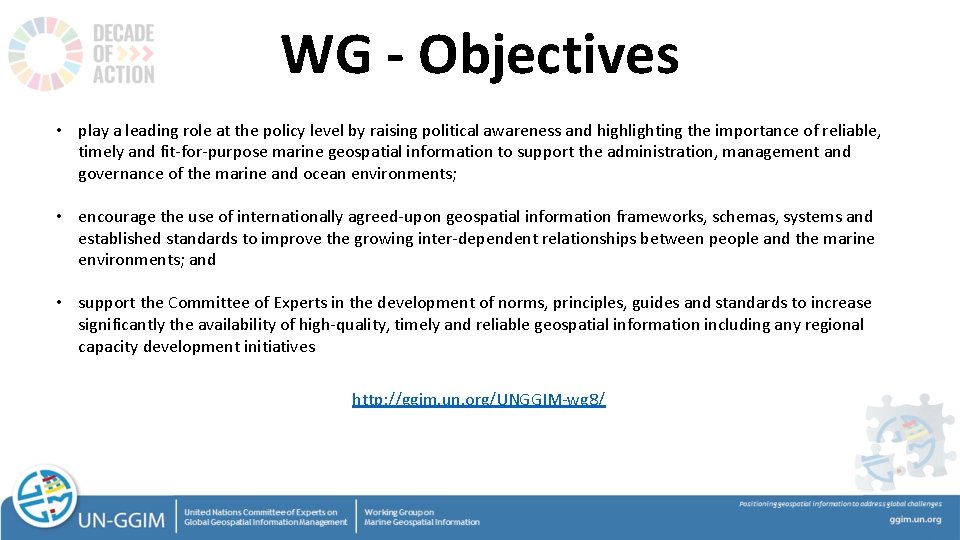 WG - Objectives • play a leading role at the policy level by raising