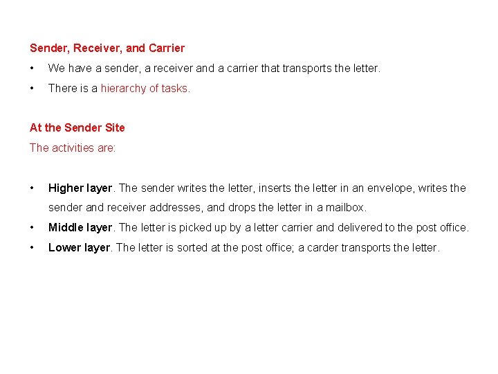Sender, Receiver, and Carrier • We have a sender, a receiver and a carrier