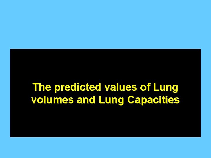 The predicted values of Lung volumes and Lung Capacities 