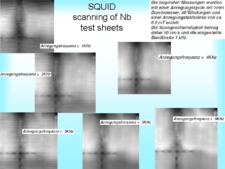SQUID scanning of Nb test sheets 