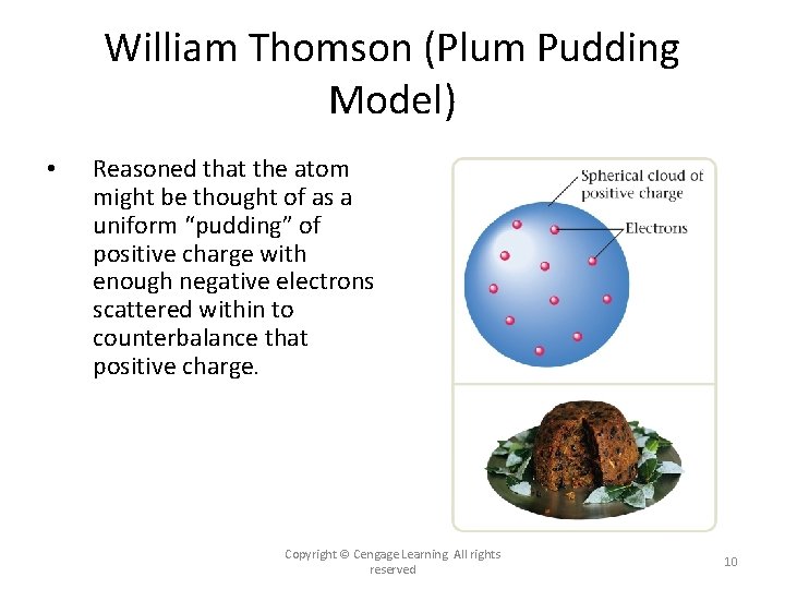 William Thomson (Plum Pudding Model) • Reasoned that the atom might be thought of