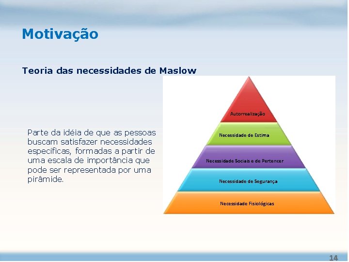 Motivação Teoria das necessidades de Maslow Autorrealização Parte da idéia de que as pessoas Motivação Teoria das necessidades de Maslow Autorrealização Parte da idéia de que as pessoas