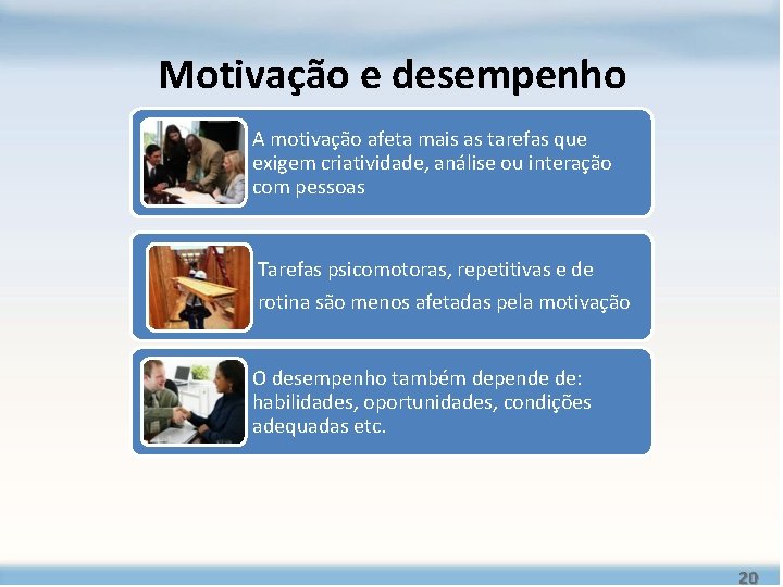 Motivação e desempenho A motivação afeta mais as tarefas que exigem criatividade, análise ou Motivação e desempenho A motivação afeta mais as tarefas que exigem criatividade, análise ou