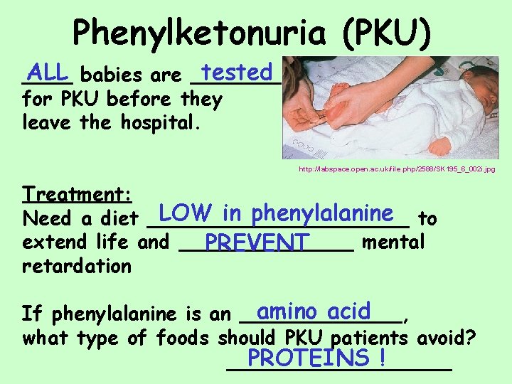 Phenylketonuria (PKU) ALL babies are ____ tested ____ for PKU before they leave the