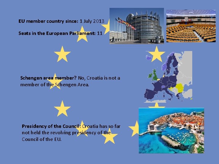 EU member country since: 1 July 2013 Seats in the European Parliament: 11 Schengen