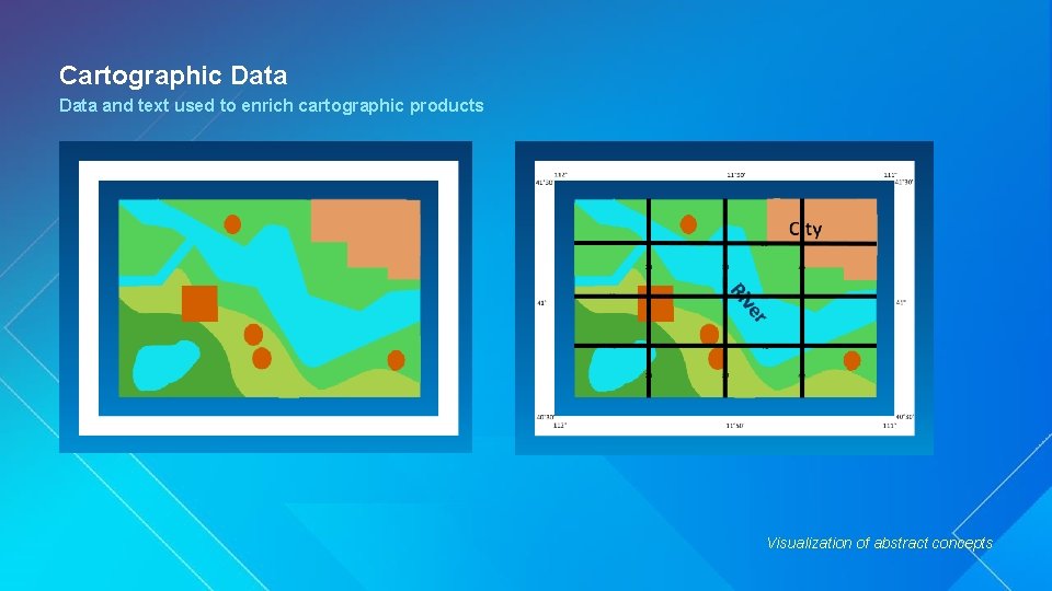 Cartographic Data and text used to enrich cartographic products Visualization of abstract concepts 