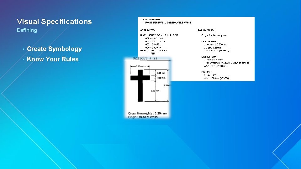 Visual Specifications Defining • Create Symbology • Know Your Rules 