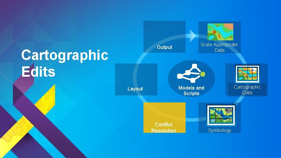 Output Cartographic Edits Scale Appropriate Data Cartographic Data Models and Scripts Layout Conflict Resolution