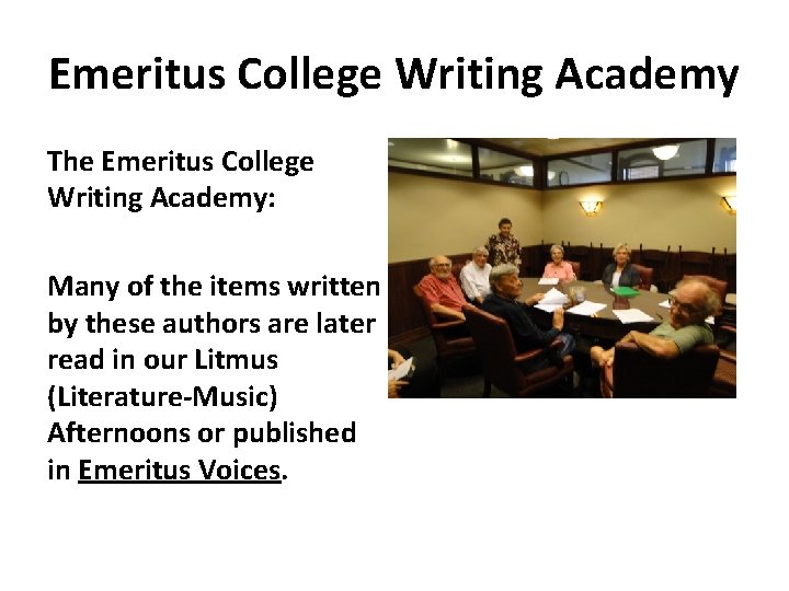 Emeritus College Writing Academy The Emeritus College Writing Academy: Many of the items written
