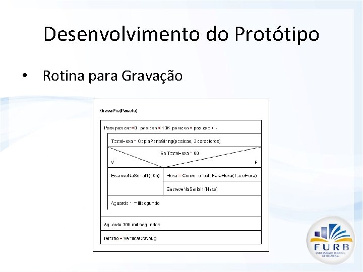 Desenvolvimento do Protótipo • Rotina para Gravação 