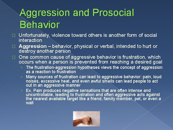 Aggression and Prosocial Behavior Unfortunately, violence toward others is another form of social interaction