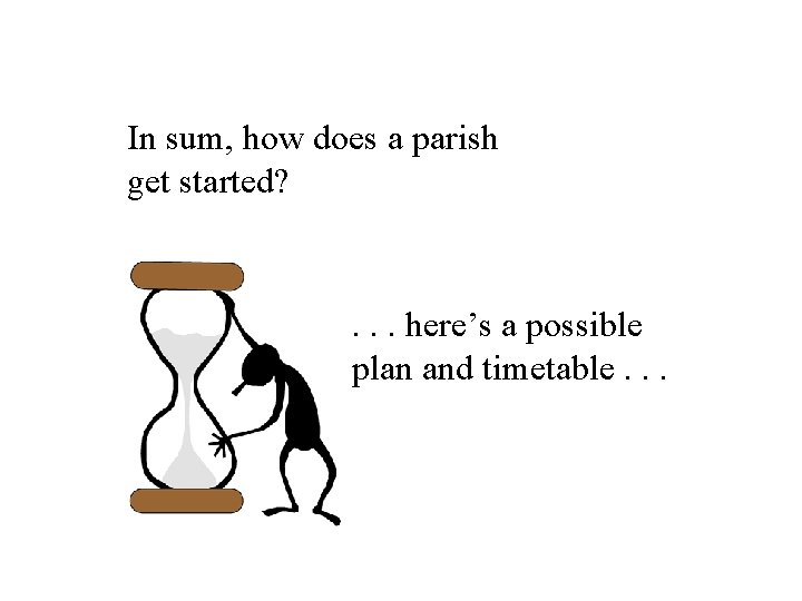 In sum, how does a parish get started? . . . here’s a possible