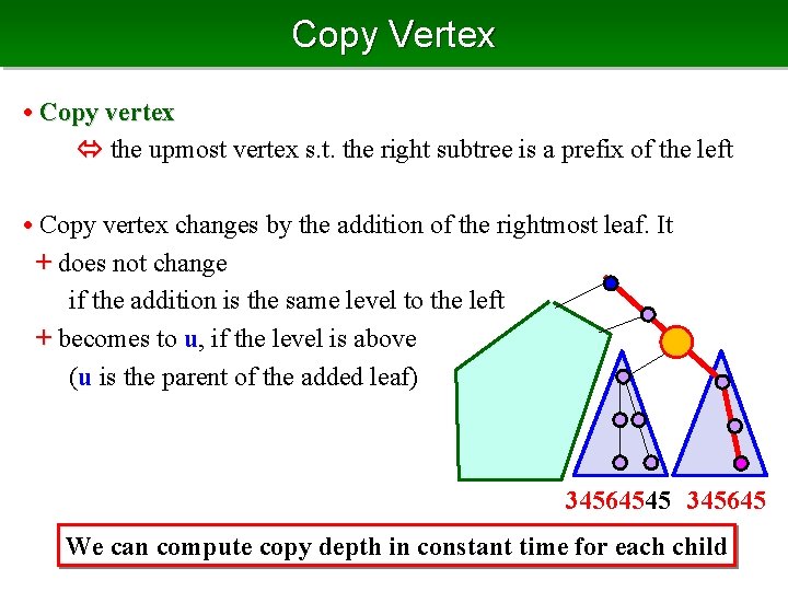 Copy Vertex • Copy vertex the upmost vertex s. t. the right subtree is