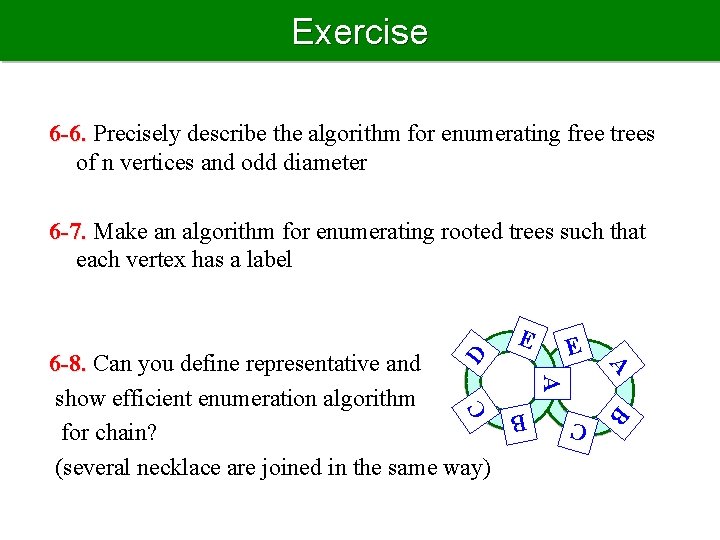 Exercise 6 -6. Precisely describe the algorithm for enumerating free trees of n vertices
