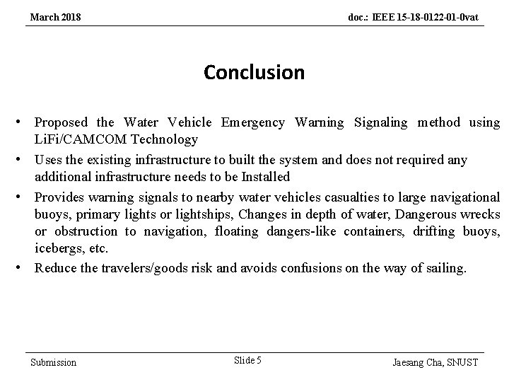 March 2018 doc. : IEEE 15 -18 -0122 -01 -0 vat Conclusion • Proposed