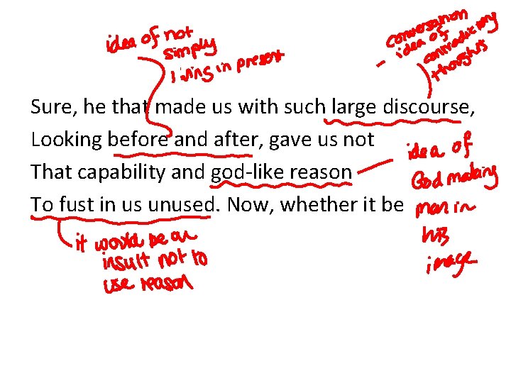 Sure, he that made us with such large discourse, Looking before and after, gave