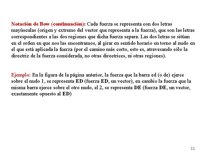 Notación de Bow (continuación): Cada fuerza se representa con dos letras mayúsculas (origen y