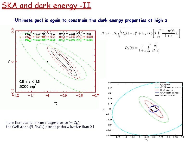SKA and dark energy -II Ultimate goal is again to constrain the dark energy