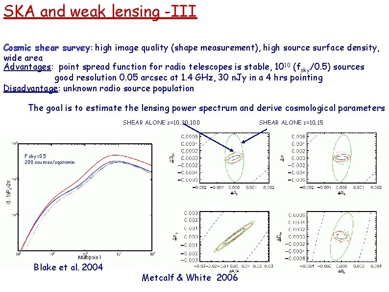 SKA and weak lensing -III Cosmic shear survey: high image quality (shape measurement), high