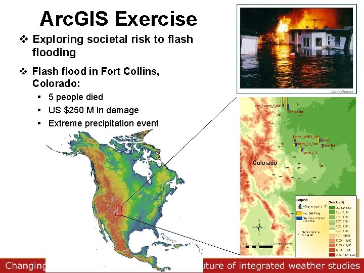 Arc. GIS Exercise v Exploring societal risk to flash flooding v Flash flood in
