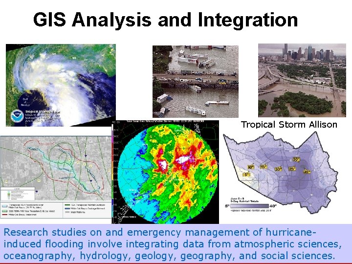 GIS Analysis and Integration Tropical Storm Allison Research studies on and emergency management of