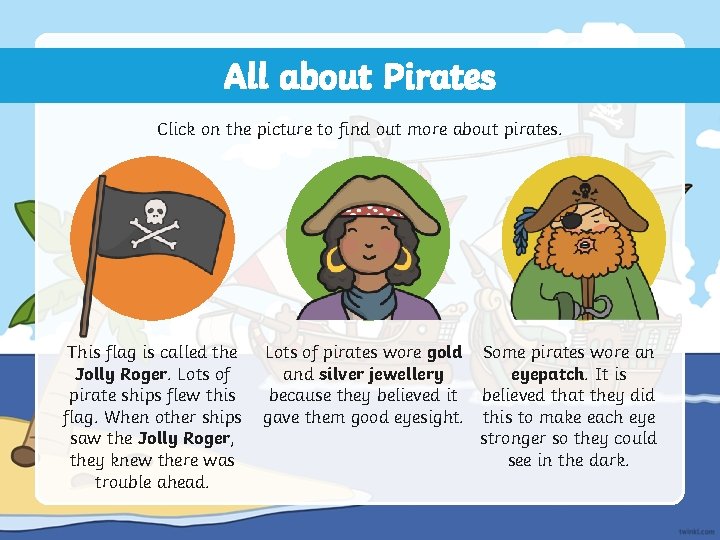 All about Pirates Click on the picture to find out more about pirates. This All about Pirates Click on the picture to find out more about pirates. This