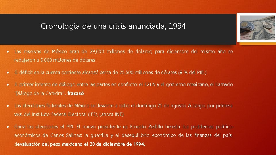 Cronología de una crisis anunciada, 1994 Las reservas de México eran de 29, 000