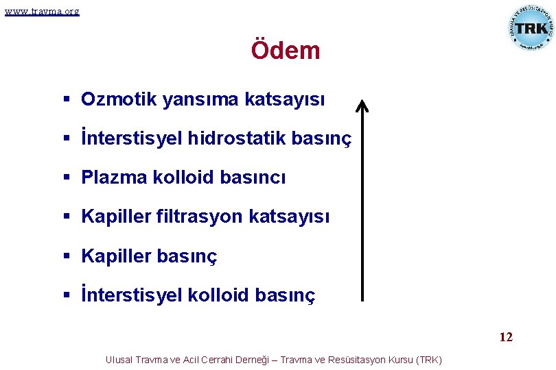 www. travma. org Ödem § Ozmotik yansıma katsayısı § İnterstisyel hidrostatik basınç § Plazma www. travma. org Ödem § Ozmotik yansıma katsayısı § İnterstisyel hidrostatik basınç § Plazma