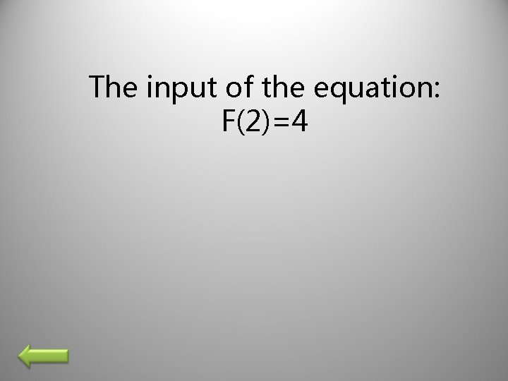The input of the equation: F(2)=4 