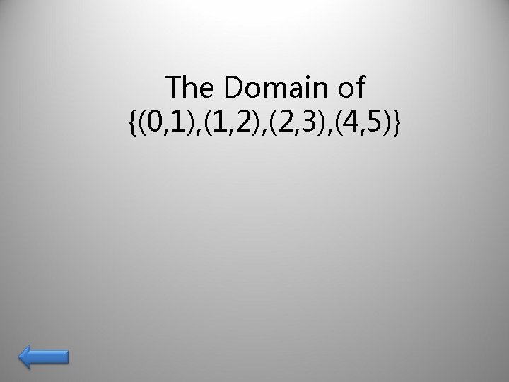 The Domain of {(0, 1), (1, 2), (2, 3), (4, 5)} 