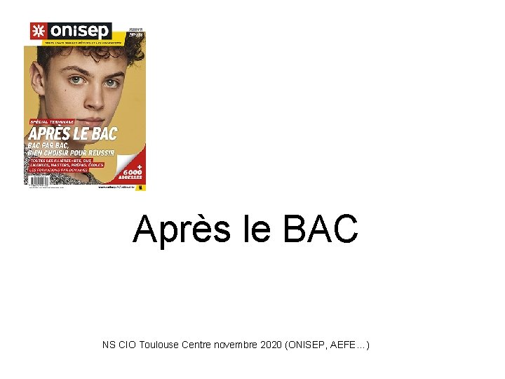 Après le BAC NS CIO Toulouse Centre novembre 2020 (ONISEP, AEFE…) 