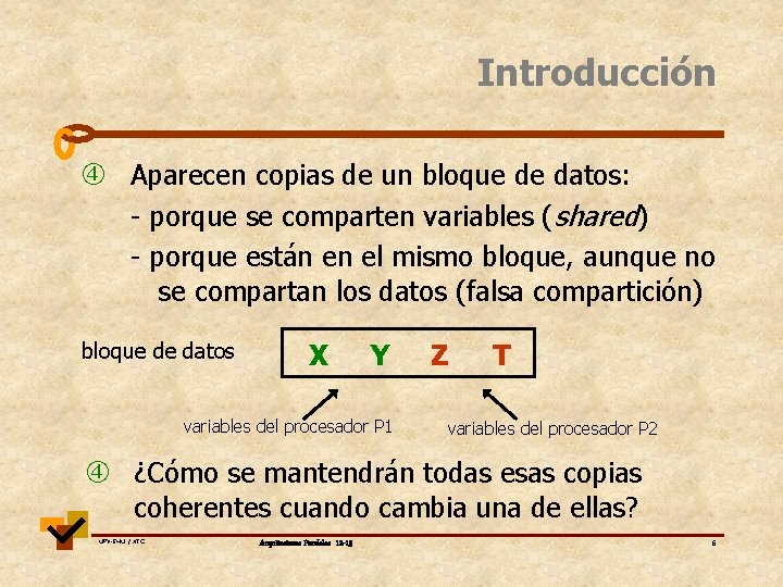 Introducción Aparecen copias de un bloque de datos: - porque se comparten variables (shared)