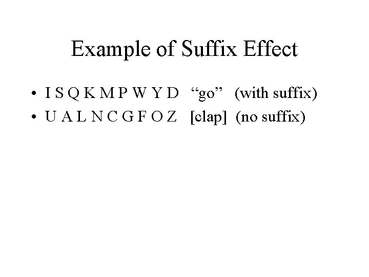 Example of Suffix Effect • I S Q K M P W Y D