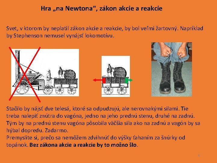 Hra „na Newtona“, zákon akcie a reakcie Svet, v ktorom by neplatil zákon akcie