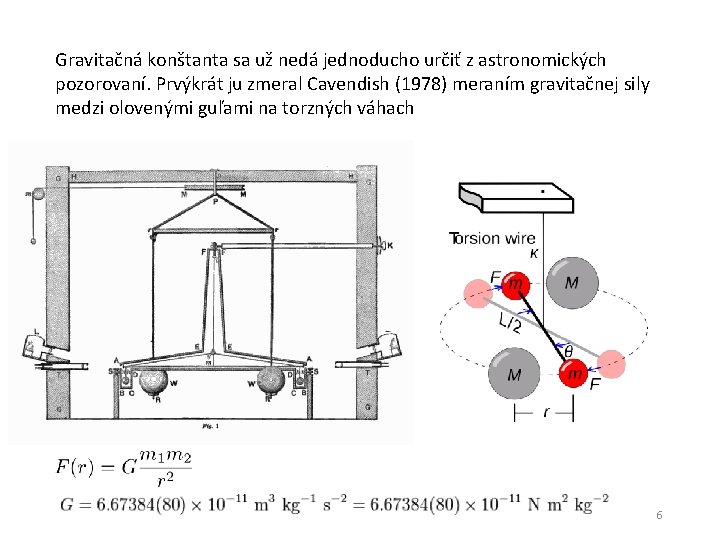 Gravitačná konštanta sa už nedá jednoducho určiť z astronomických pozorovaní. Prvýkrát ju zmeral Cavendish