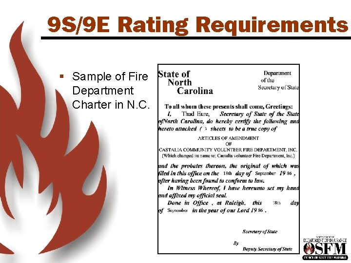 9 S/9 E Rating Requirements § Sample of Fire Department Charter in N. C. 9 S/9 E Rating Requirements § Sample of Fire Department Charter in N. C.