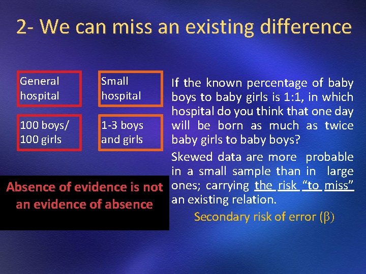 2 - We can miss an existing difference General hospital Small hospital If the 2 - We can miss an existing difference General hospital Small hospital If the
