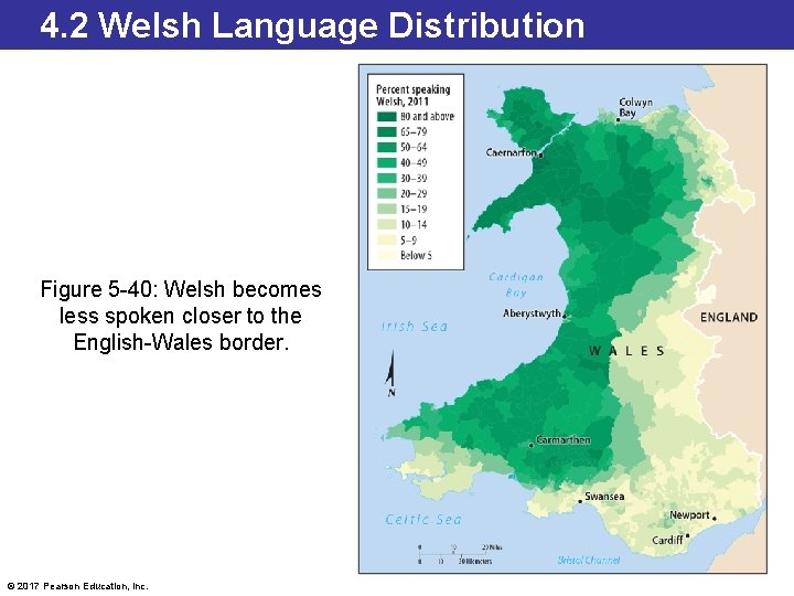 4. 2 Welsh Language Distribution Figure 5 -40: Welsh becomes less spoken closer to