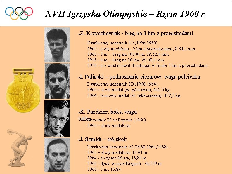 XVII Igrzyska Olimpijskie – Rzym 1960 r. ● Z. Krzyszkowiak - bieg na 3
