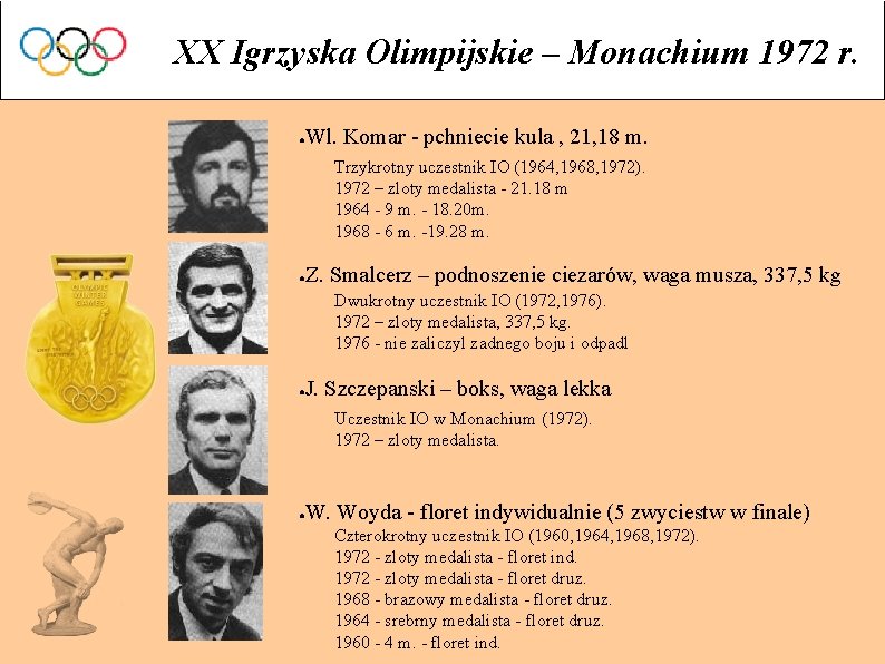 XX Igrzyska Olimpijskie – Monachium 1972 r. ● Wl. Komar - pchniecie kula ,