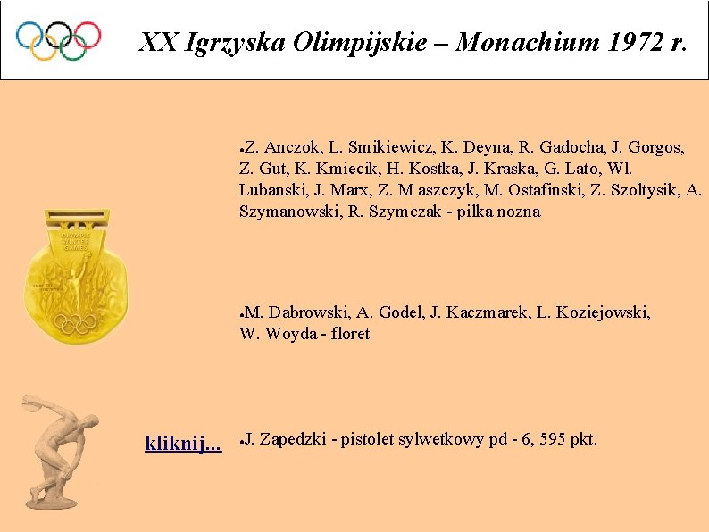 XX Igrzyska Olimpijskie – Monachium 1972 r. Z. Anczok, L. Smikiewicz, K. Deyna, R.