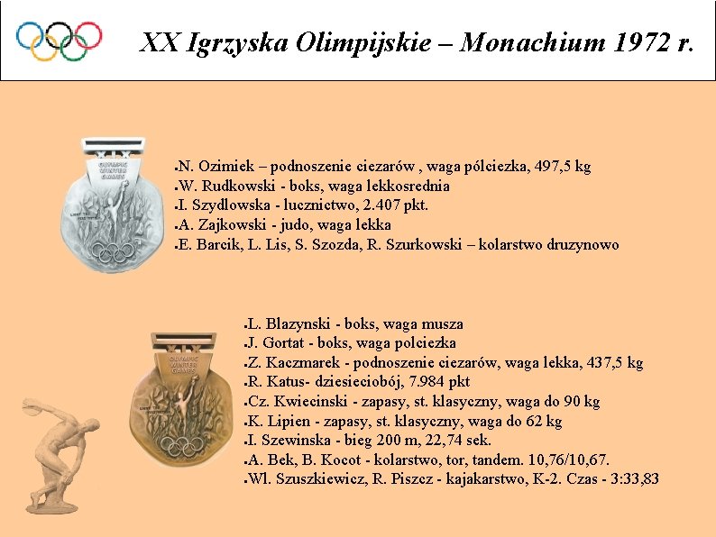 XX Igrzyska Olimpijskie – Monachium 1972 r. N. Ozimiek – podnoszenie ciezarów , waga