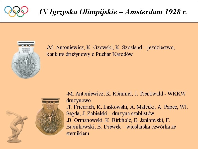 IX Igrzyska Olimpijskie – Amsterdam 1928 r. M. Antoniewicz, K. Gzowski, K. Szosland –